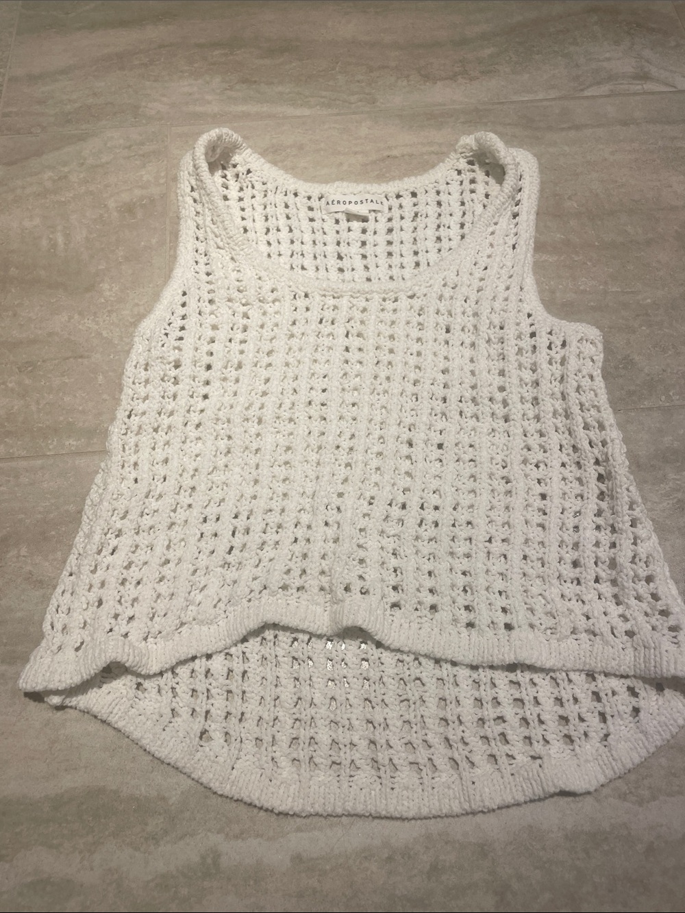 Aeropostale White Crochet Tank Sweater